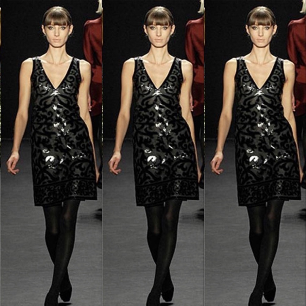 Naeem Khan Dress Patent Leather Appliqué Silk